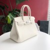 Hermes Togo Birkin White Leather Silver 30cm
