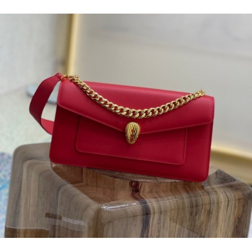 Bvlgari Serpentine east-west maxi chain red shoulder bag