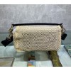 Fendi Baguette white leather medium raffia trap bag
