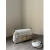 Fendi Baguette white woven leather bag 29cm