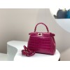 Fendi Peekaboo pink crocodile leather hand bag