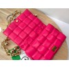Bottega Veneta Pink Woven Leather Gold Chain Strap Bag
