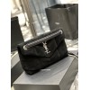 YSL Black Puffer Black Suede Leather Medium Bag