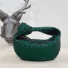 Bottega Veneta Green Glitter Rhinestone Knot Handle Bag