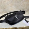 YSL Black Monogram Logo Fanny Pack/Belt Bag with silver hardware