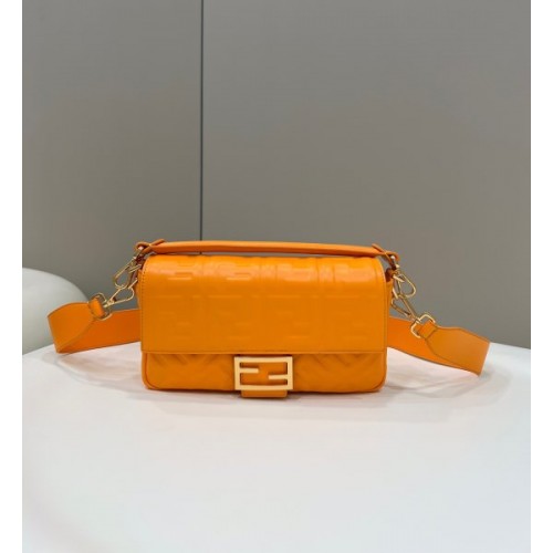 Fendi Baguette orange leather bag 26cm