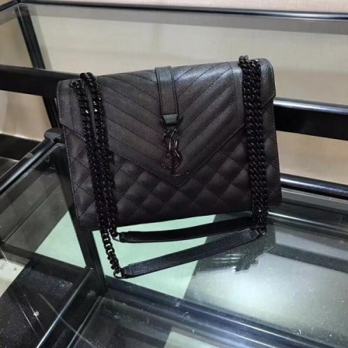 YSL ENVELOPE MEDIUM BAG ALL BLACK