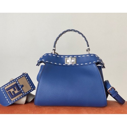 Fendi Peekaboo Iconic mini blue leather bag