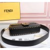 Fendi Baguette white leather medium black trap bag