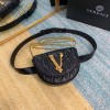 Versace V belt black leather bag