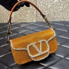 Valentino Garavani small Locò crystal embellished yellow bag