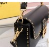 Fendi Baguette white leather medium black trap bag