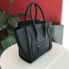 Luggage Bag Drummed Calfskin Silver Zip Black 27cm