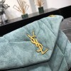 YSL Black Puffer Blue Suede Leather Medium Bag