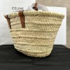 Celine Nano Triomphe Panier In Palm Leaves And Calfskin Bag