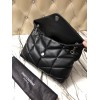 YSL LOULOU PUFFER LARGE BAG LAMBSKIN BLACK SILVER HARDWARE