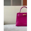 Hermes Kelly pink crocodile leather 25