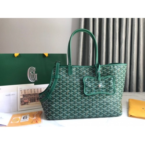 Goyard Tote Chien Gris Pet Green Leather Bag