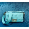 Fendi Baguette chain blue sky leather bag 26cm