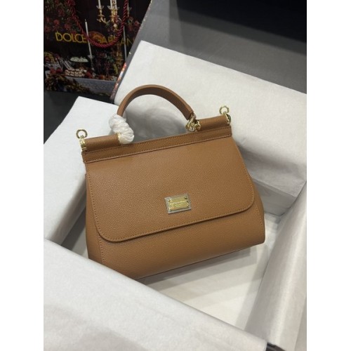 DOLCE & GABBANA Small Brown Dauphine Sicily Bag