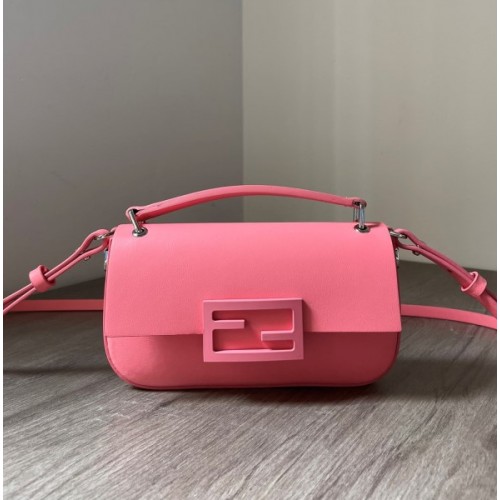 Fendi Baguette patent pink leather phone pouch