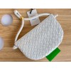 Bottega Veneta Turn Medium White Intrecciato Leather Bag