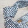Bottega Veneta Silver Glitter Rhinestone Knot Handle Bag