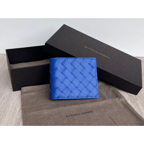 Bottega Veneta woven blue leather wallet