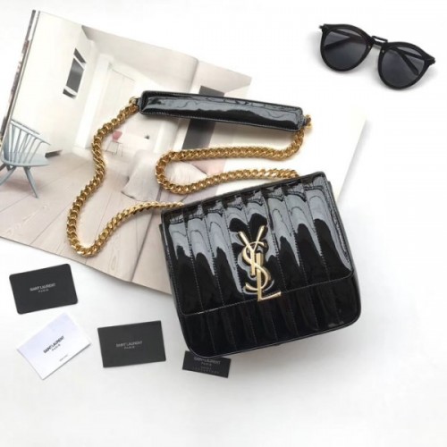 YSL VICKY SHOULDER BAG BLACK 20.5cm