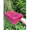 VALENTINO GARAVANI Crystal-embellished Roman stud pink shoulder bag