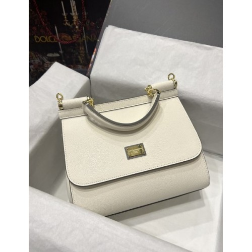 DOLCE & GABBANA Small White Dauphine Sicily Bag