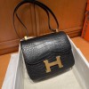 Hermes Constance 24 Crocodile Black Gold Bag