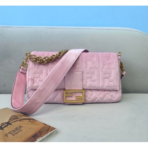 Fendi Baguette Light Pink Velvet 26cm Bag