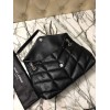 YSL LOULOU PUFFER LARGE BAG LAMBSKIN BLACK SILVER HARDWARE