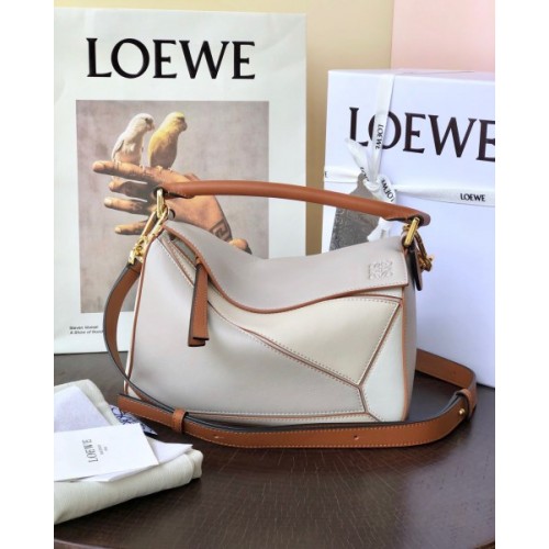 Loewe Brown / White Smooth Small Puzzle Bag