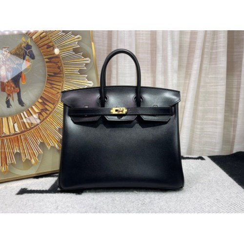 Hermes Birkin Black Box Leather Gold Hardware 25cm/ 30cm/ 35cm Bag