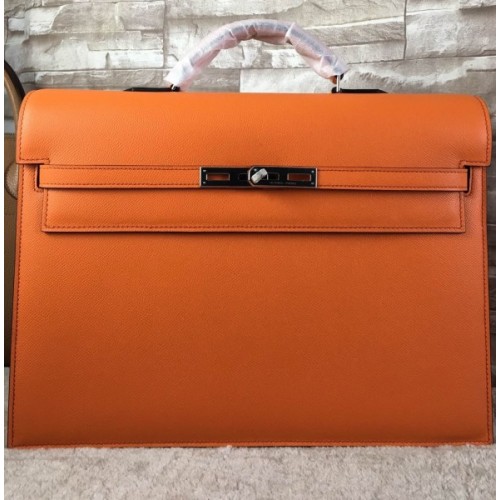 Hermes epsom orange - silver hardware 38cm