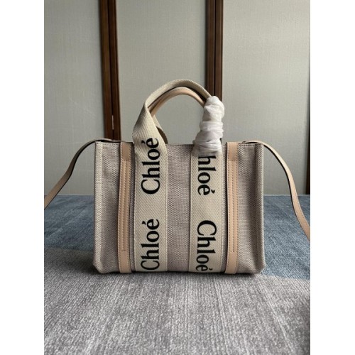 Chloe Small Woody Gray tote bag with strap