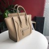Luggage Bag Drummed Calfskin Silver Zip Beige 27cm