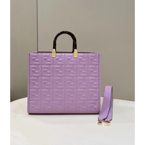 Fendi Sunshine Medium Purple Leather Shopper Bag