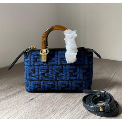 Fendi By The Way Mini Small Boston blue bag