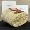 Celine Nano Triomphe Panier In Palm Leaves And Calfskin Bag