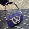 Valentino Garavani small Locò crystal embellished blue bag