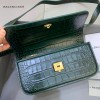 Balenciaga Gossip Small Green Crocodile Bag