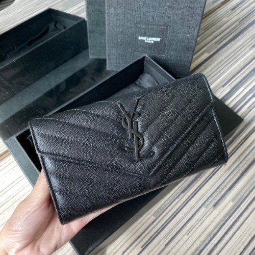 YSL all black wallet 19cm