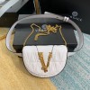 Versace V belt white leather bag