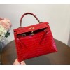 Hermes Kelly crocodile red leather 25 bag