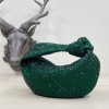 Bottega Veneta Green Glitter Rhinestone Knot Handle Bag