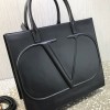 Valentino Leather Vlogo Walk Tote Bag in Black