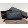 Bottega Veneta woven black leather long wallet